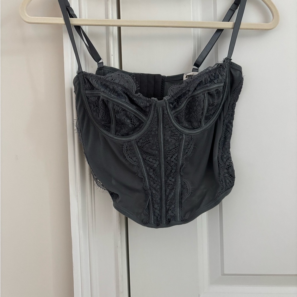 Chic Charcoal Lace Bustier